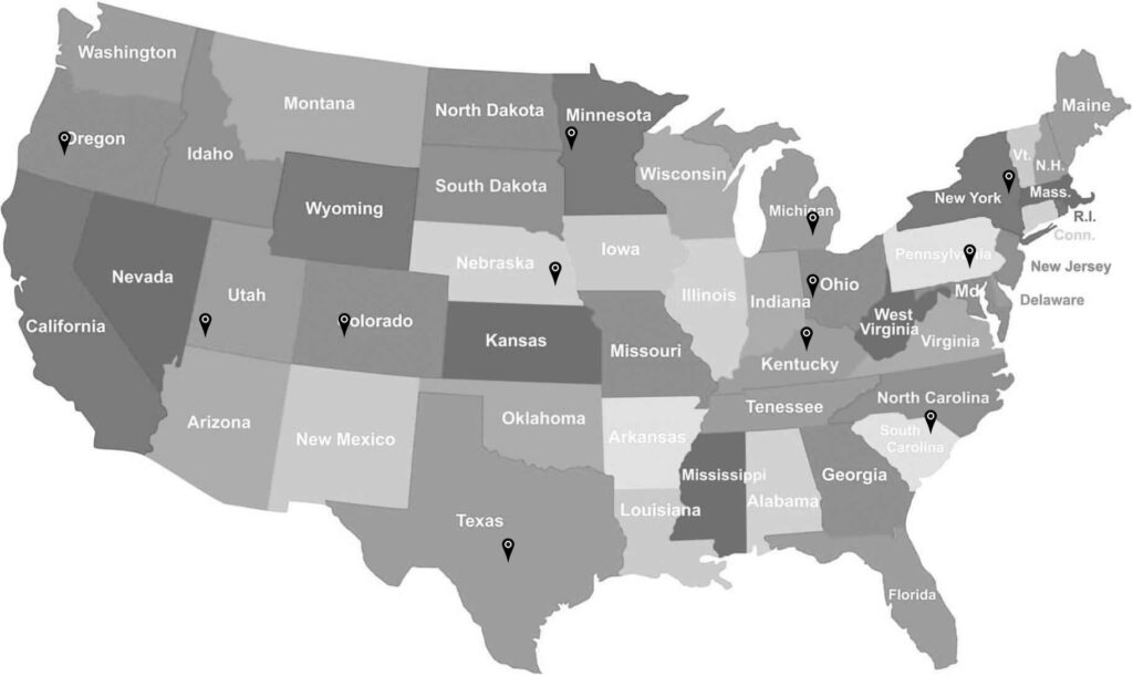 EquipXR Warehouse Locations USA with Map Pins