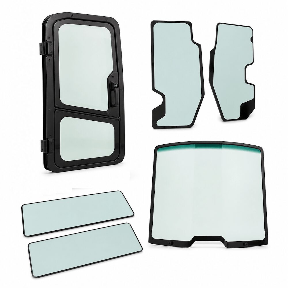 windows, doors, and glass for dozers