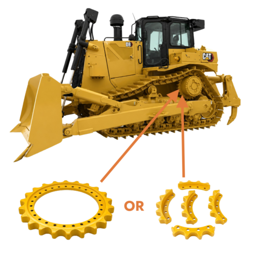 Dozer Sprockets and Segments on a CAT dozer