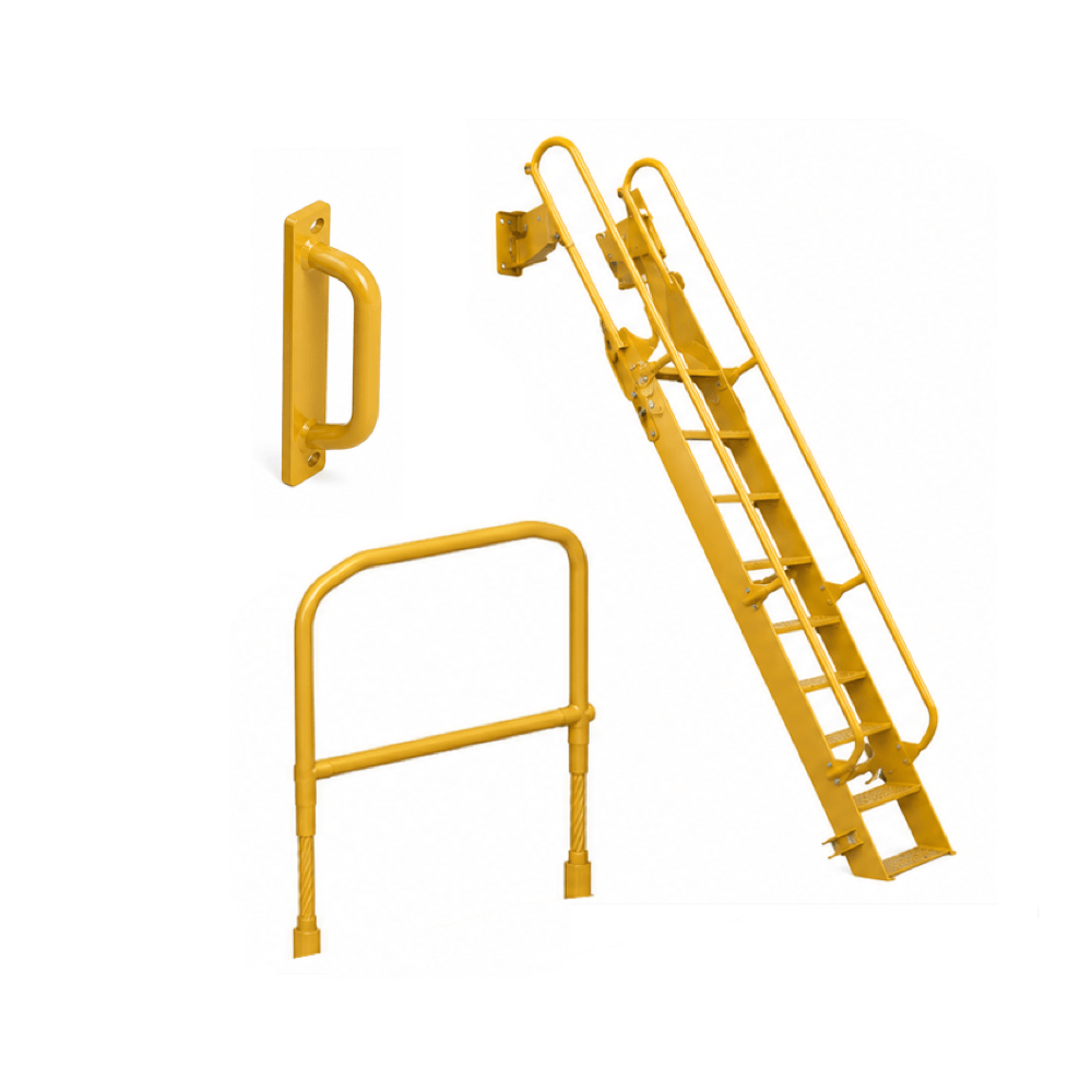 safety accessories for dozers including handrails, steps, ladders, and handles