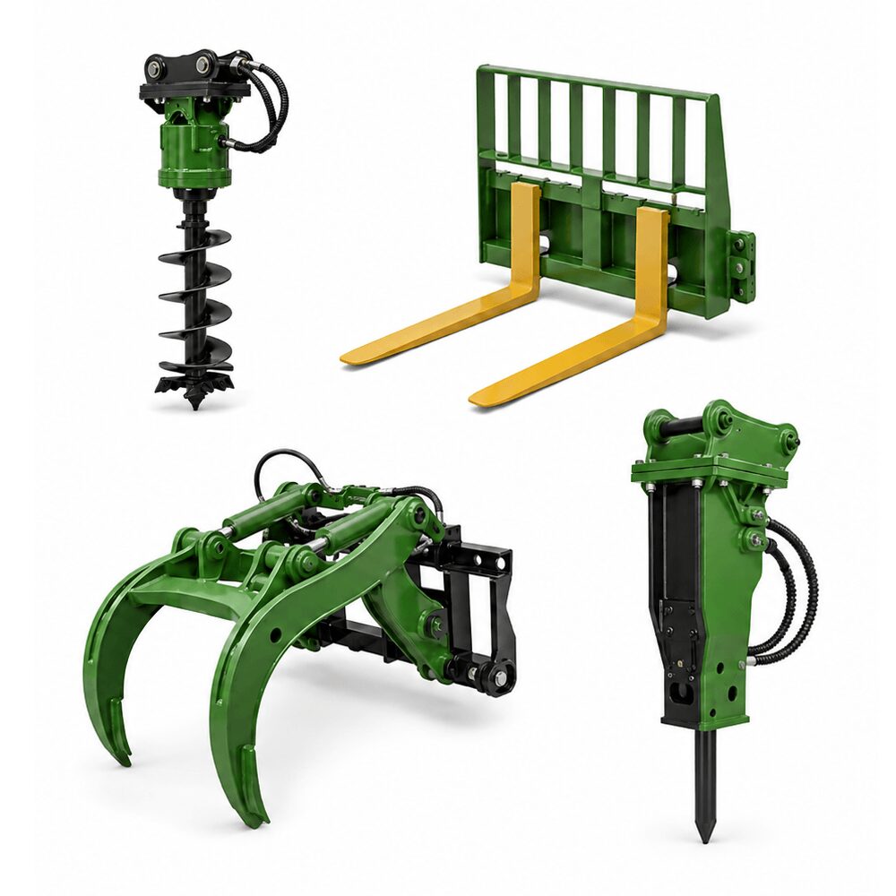 John Deere construction equipment attachments and accessories